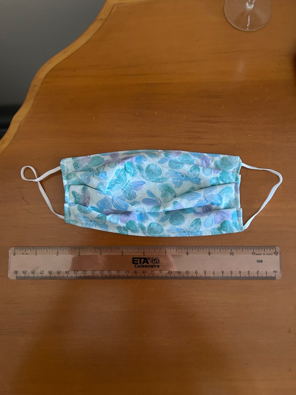Butterfly Print Cotton Face Mask in Aqua and Lavender